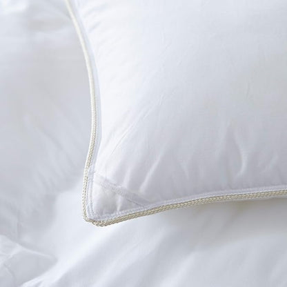 Luxurious All-Season Goose Down Feather Fiber Comforter King Size Duvet Insert, Premium White Solid Plain Design, Premium Baffle Box, 100% Egyptian Cotton, 80 oz Fill Weight