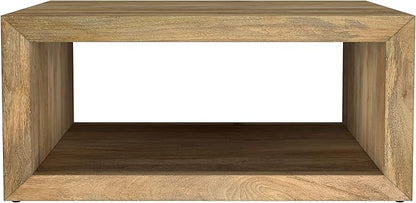 Coaster Home Furnishings - Benton - Mango Wood - Square Coffee Table with Low Profile and Open Shelf - Rustic - Living Room - 39-Inch - Natural - 706838