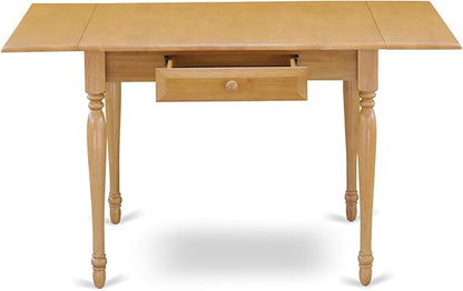 East West Furniture MZNO5-OAK-W 5 Piece Dining Room Table Set Includes a Rectangle Dining Table with Dropleaf and 4 Wood Seat Chairs, 36x54 Inch, Oak