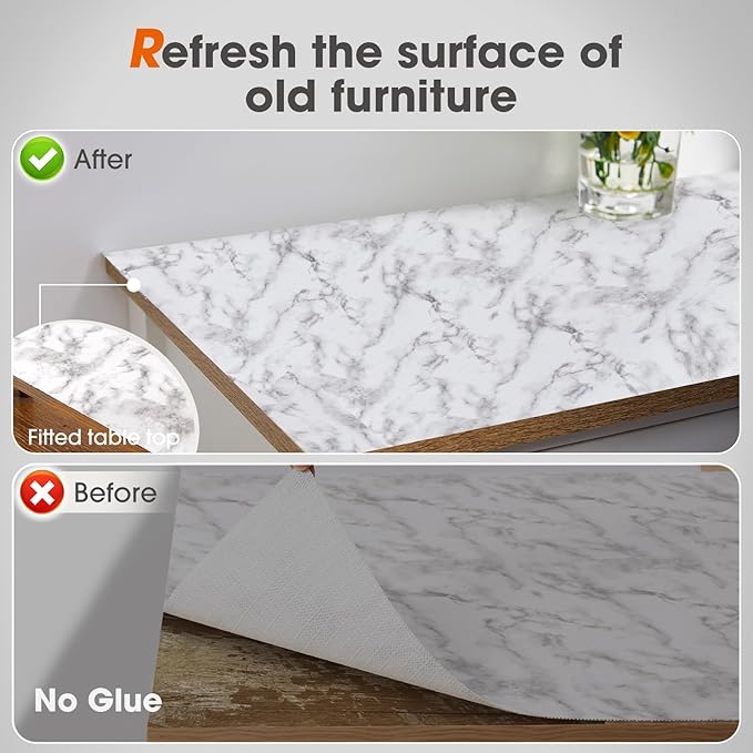 Beautysaid Shelf and Drawer Liner for Kitchen Cabinet, Non Adhesive Non Slip Shelf Paper Waterproof Washable Thickened for Dresser Pantry Shelve Bathroom Protector Liner(Marble,18 in x 30 FT)