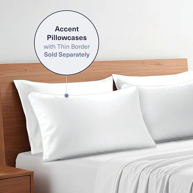 Kickoff Viscose Bamboo Sheets Queen Size 4-pc 100% Organic Bamboo Viscose Bed Cooling Sheets Queen Size Set Cool Bedding for hot Sleepers Sheet, Flat, Fitted, Pillowcases (Snow White, Q)