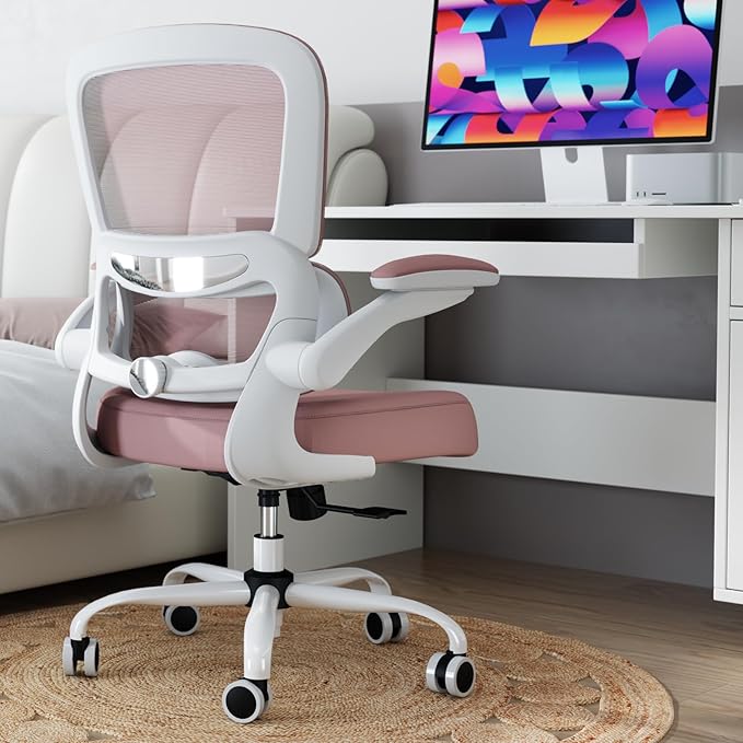 TRALT Office Chair - Ergonomic Desk Chair with Adjustable Lumbar Support, Mesh Computer Chair, Executive Chairs for Home Office Comfortable Lumbar Support (Pink)