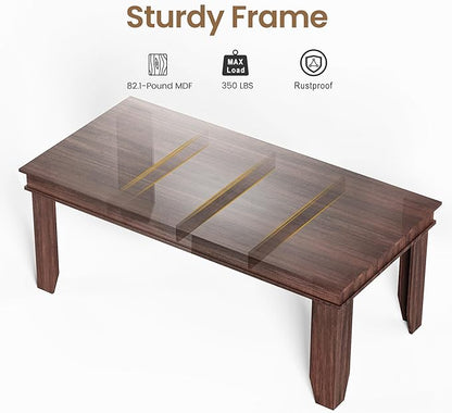 GarveeHome Farmhouse Dining Table for 6-8 People, 71" Long Brown Kitchen Tables with Wooden Sturdy Frame, 6 Ft Large Rectangular Dinner Table for Living Room, Kitchen, Dining Room