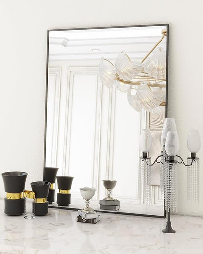 Koonmi Black Mirrors for Wall, 30x48 Inch Bathroom Mirror, Rectangular Wall Mirror for Living Room Bedroom Bathroom, Hangs Horizontally or Vertically