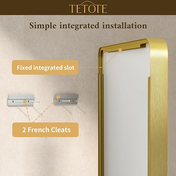 TETOTE Gold Mirrors for Wall 30 x 36 Inch Brushed Gold Bathroom Mirrors, Tempered Glass, Modern Farmhouse Wall Mounted Mirror for Decorative(Horizontal/Vertical)
