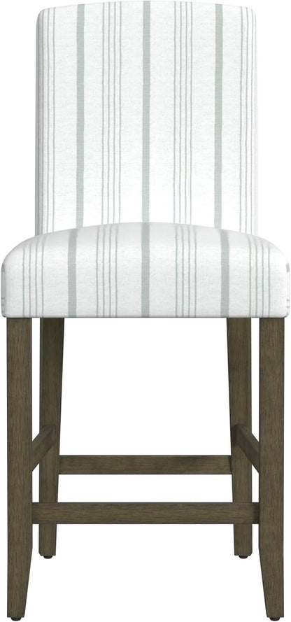 HomePop Curved Back 24" Barstool - Dove Gray Stripe
