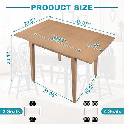 29"- 45" Extendable Dining Table for 2-4, Folding Square Dinner Table Small Kitchen Dining Room Tables with Wood Legs for Small Space, Kitchen, Living Room, Natural