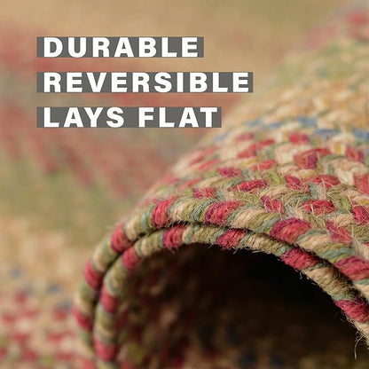 Azalea Multi Color Oval Braided Rug, Jute, 27"x45" - Perfect Country Primitive Decor for Entryway, Kitchen, Everywhere