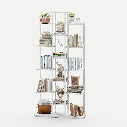 Bookshelf，Small Bookcase for Small Space，6-Tier Bookshelf for Living Room, Home Office, Study，7.87 x 26.77 x 55.5 Inches,White