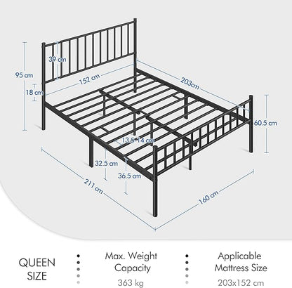 Yaheetech 14 Inch Queen Size Bed Frame Metal Platform Bed with Spindle Headboard Footboard/Mattress Foundation/No Box Spring Needed/Underbed Storage Space/Steel Slat Support/Easy Set up, Black