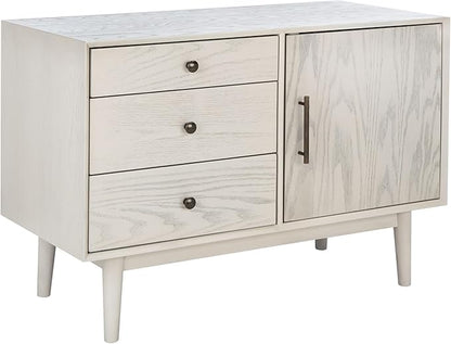 SAFAVIEH Couture Collection Elissa Mid-Century White Wash Small Entertainment Media Stand (Fits up to a 45" Flatscreen TV)