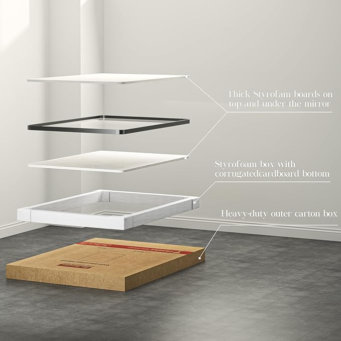 55×30 Black Bathroom Mirror, Rectangular Bathroom Vanity Mirror for Wall with Rounded Corners & Aluminum Alloy Frame, Tempered-Glass, Modern, Farmhouse, Horizontal/Vertical, Entryway, Bedroom