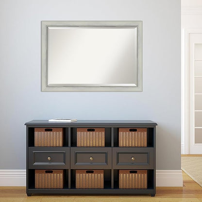 Amanti Art Silver Bathroom Mirror for Over Sink, 28x40 Flair Silver Patina Rectangle Vanity Mirror, Large Traditional Frame, Hangs Horizonally and Vertically, Bathroom Wall Decor, Beveled Edge