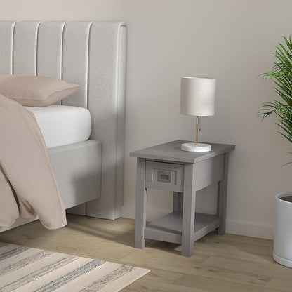 SIMPLIHOME Monroe SOLID ACACIA WOOD 14 inch Wide Rectangle Rustic Narrow Side Table in Farmhouse Grey for the Living Room and Bedroom