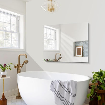 Frameless Mirror, 30x36 inch Rectangle Bathroom Mirror for Wall, Upgraded Shatterproof Vanity Mirror with Polished Edge for Bathroom,Bedroom,Living Room and Entryway