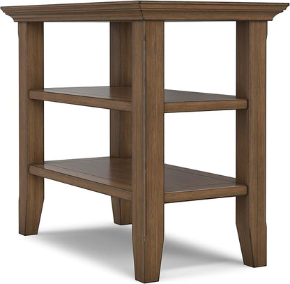 SIMPLIHOME Acadian 14-inch Wide Solid Wood Narrow End Table in Rustic Natural Aged Brown, Transitional-Style Side Table for Living Room, Bedroom, or Family Room with 2 Open Shelves