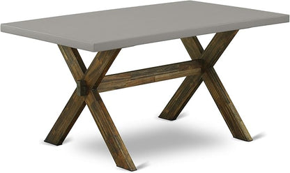 East West Furniture X797FL716-9 9 Piece Dining Set Includes a Rectangle Dining Room Table with X-Legs and 8 Dark Khaki Linen Fabric Upholstered Parson Chairs, 40x72 Inch, Multi-Color