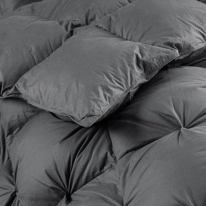 Luxurious All-Season Goose Down Feather Fiber Comforter Oversize Queen Duvet Insert (98x98), Exquisite Pinch Pleat Design- Gray, Premium Baffle Box, 100% Egyptian Cotton Cover, 70 oz. Fill Weight