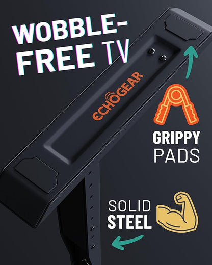 ECHOGEAR Universal Large TV Stand for 49” to 77” TVs up to 100lbs – 8.5” Height Adjustment for Perfect View- Wobble-Free Replacement Stand w/Universal Fit - Flat Design Compatible w/Soundbars