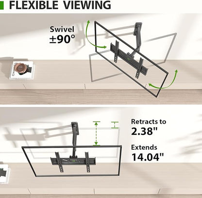 USX MOUNT Corner TV Wall Mount for 26-60 Inch TVs up to 80 lbs, Single Articulating Arm, Full Motion TV Wall Mount Bracket with Swivel and Tilt, Max VESA 400x400mm