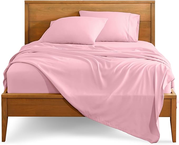 Bare Home King Sheet Set - Luxury 1800 Ultra-Soft Microfiber King Bed Sheets - Double Brushed - Deep Pockets - Easy Fit - 4 Piece Set - Bedding Sheets & Pillowcases (King, Light Pink)