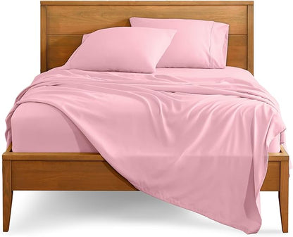 Bare Home King Sheet Set - Luxury 1800 Ultra-Soft Microfiber King Bed Sheets - Double Brushed - Deep Pockets - Easy Fit - 4 Piece Set - Bedding Sheets & Pillowcases (King, Light Pink)