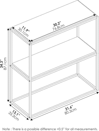 Furinno Moretti Modern Wide Stackable Metal Shelf, Columbia Walnut
