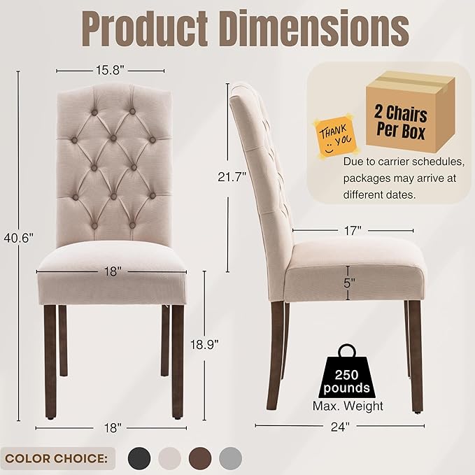 Tufted Upholstered Parsons Dining Chair with Sturdy Solid Wood Legs