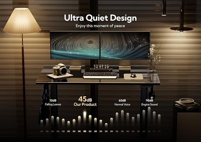 Claiks Glass Standing Desk, 40x24 Inch Small Stand Up Desk Electric Adjustable Height Quick Install Computer Desk for Home Office, Black