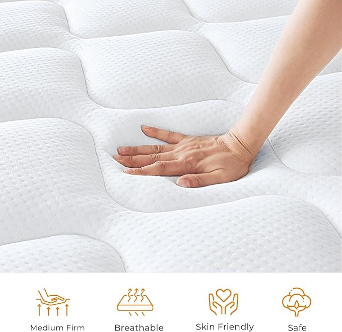 King Size Mattress, 10 Inch King Mattress in a Box, Hybrid King Bed Mattress with Individual Pocket Springs and Pressure-Relieving Memory Foam, Medium Firm Mattress King Size 80"x76"x10"