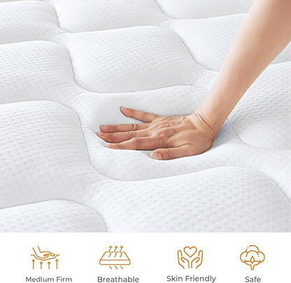 King Size Mattress, 10 Inch King Mattress in a Box, Hybrid King Bed Mattress with Individual Pocket Springs and Pressure-Relieving Memory Foam, Medium Firm Mattress King Size 80"x76"x10"