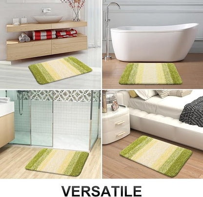 OLANLY Luxury Toilet Rugs U-Shaped 24x20, Extra Soft and Absorbent Microfiber Bathroom Rugs, Non-Slip Plush Shaggy Bath Mat, Machine Wash Dry, Contour Bathroom Mats for Toilet Base, Olive Green