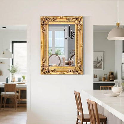 Antique Wall Mirror, 29.1'' x 21.2''Vintage Baroque Mirror with Ornate Frame, Gold Mirror Decorative for Entryway, Living Room, Bathroom