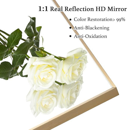 26x36 Inch Gold Bathroom Mirror - Copper-Free Mirror, Aluminum Alloy Frame Vanity Rectangle Wall Mounted Modern Mirror for Bedroom/Living Room/Porch Horizontal or Vertical