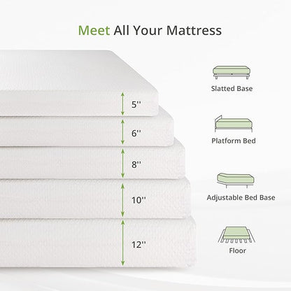 8 Inch Twin Mattress, Memory Foam Mattress with Cooling Green Tea Gel, Relieve Pressure with Medium Firm Support, CertiPUR-US Certified, 75''L x 38''W, White