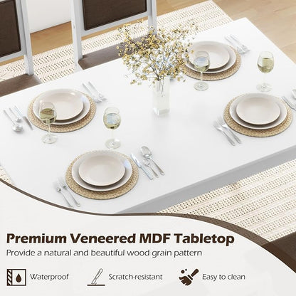 Giantex 5-Piece Dining Table Set for 4 - Breakfast Nook Table Set with Kitchen Table, 4 Upholstered Chairs, Wood Legs, Space-Saving Dinette Set, Kitchen Table Chairs Set of 4 (White+Brown)