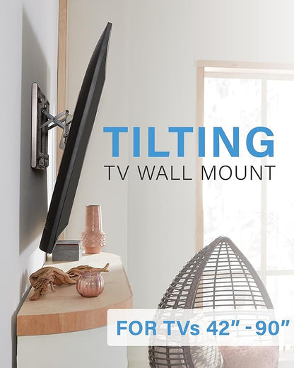SANUS Tilting TV Wall Mount for 42" to 90" TVs - Low Profile & Universal Design - Fight Screen Glare - Easy 3-Step DIY