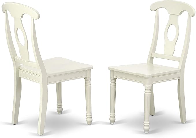East West Furniture VAKE9-LWH-W 9 Piece Dining Set Includes an Oval Dining Table with Butterfly Leaf and 8 Kitchen Chairs, 40x76 Inch, Linen White