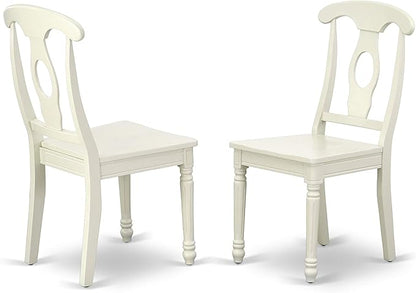 East West Furniture VAKE9-LWH-W 9 Piece Dining Set Includes an Oval Dining Table with Butterfly Leaf and 8 Kitchen Chairs, 40x76 Inch, Linen White