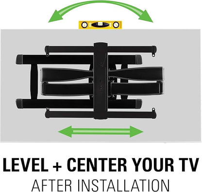SANUS Full Motion TV Wall Mount for 42” to 90” TVs up to 125lbs – Extend, Swivel, Tilting TV Mount - Easy 3 Step DIY Install w/ Included Hardware - Black Finish