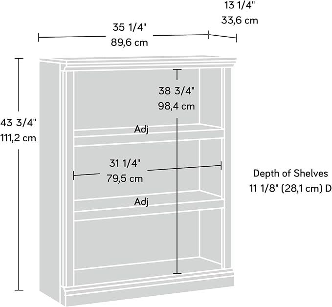 Sauder Miscellaneous Storage 3-Shelf Bookcase/ book shelf, Chalked Chestnut finish