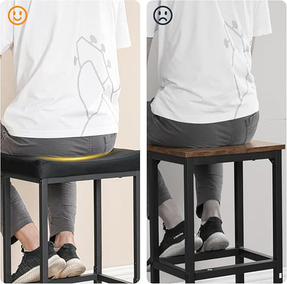 HOOBRO Bar Stools,Set of 4 Bar Chairs, Counter Height Stools, Saddle Barstools, Set of 4 Kitchen Stools, 24.8 Inches Barstools, 2.4" Thick Upholstery, for Kitchen, Dining Room, Black BB10BYP401