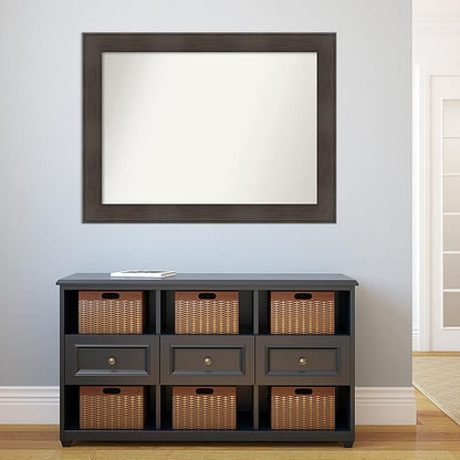Amanti Art Brown Bathroom Mirror for Over Sink, 33x44 William Rustic Woodgrain Rectangle Vanity Mirror, X-Large Casual Frame, Hangs Horizonally and Vertically, Bathroom Wall Decor, Non-Beveled Edge