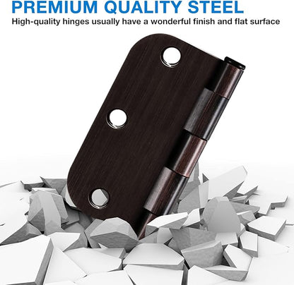 3 Pack 3 1/2 Inch Door Hinges Oil Rubbed Bronze 3.5 Inch Black Interior Hinge for Doors 5/8 Radius Corners 3 ½"Hardware Controls Heavy Duty Iron Flat Home House Decor Accessories Essentials