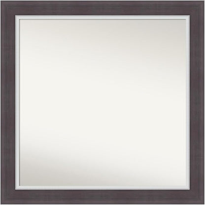 Amanti Art Brown Bathroom Mirror for Over Sink, 32x32 Ellie Brown Silver Square Vanity Mirror, Large Modern Contemporary Frame, Hangs Horizonally and Vertically, Bathroom Wall Decor, Non-Beveled Edge