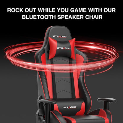 GTRACING Gaming Chair with Footrest Speakers Video Game Chair Bluetooth Music Heavy Duty Ergonomic Computer Office Desk Chair