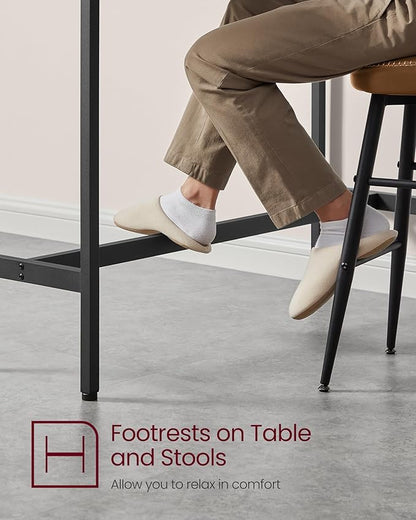 VASAGLE Bar Table, Narrow Long Kitchen Dining Table, Sturdy Metal Frame, Industrial, 15.7 x 47.2 x 35.4 Inches, Rustic Brown and Ink Black ULBT120B01