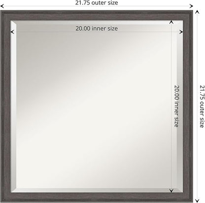 Amanti Art Silver Bathroom Mirror for Over Sink, 22x22 Florence Pewter Square Vanity Mirror, Medium Casual Frame, Hangs Horizonally and Vertically, Bathroom Wall Decor, Beveled Edge from WI, USA
