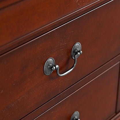 Furniture of America Arabella Traditional Solid Wood Nightstands Set of 2, Bedside Table with Drawers and Antique Nickle Handles, No Assembly Wooden Night Stands for Bedrooms, Guest Room, Dorm, Cherry