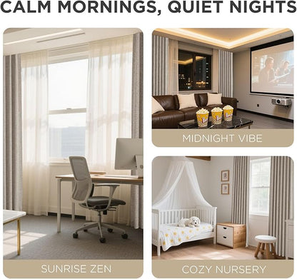 Joydeco 100% Blackout Curtains for Bedroom - Natural Linen Curtains 52"W x 120"L Long, Thermal Insulated 2 Panels Linen Light Blocking Drapes, Rod Pocket & Back Tabs, Darkening Privacy for Living Room
